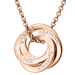 14K Rose Gold Plated Interlocking Rings Name Necklace