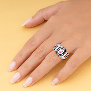 Ladies Platinum Celebrium? Sweetheart Class Ring with Diamond Accents