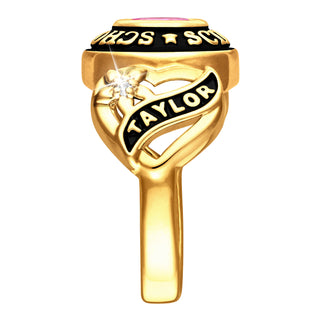 Ladies Yellow Celebrium? Sweetheart Class Ring with Diamond Accents