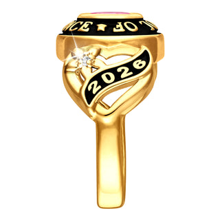 Ladies Yellow Celebrium? Sweetheart Class Ring with Diamond Accents