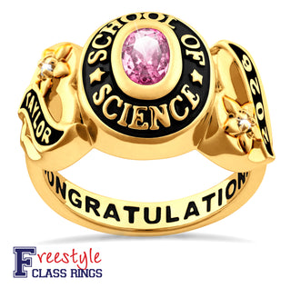 Ladies Yellow Celebrium? Sweetheart Class Ring with Diamond Accents