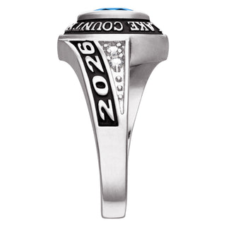 Ladies Platinum Celebrium? Marquise Birthstone and CZ Class Ring
