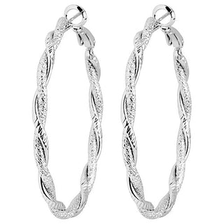 6 Pair Silver Plated Hoop Earring Set With Stone Accents