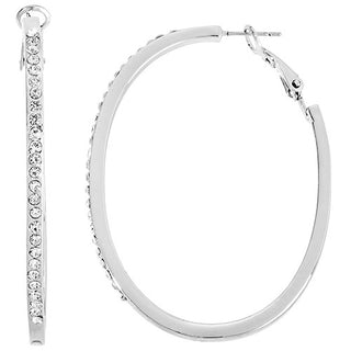 6 Pair Silver Plated Hoop Earring Set With Stone Accents