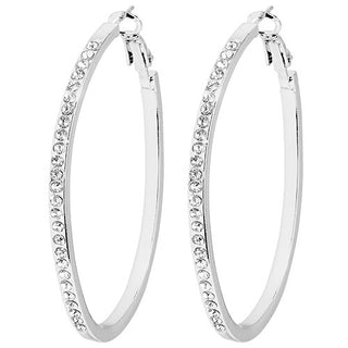 6 Pair Silver Plated Hoop Earring Set With Stone Accents