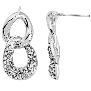6 Pair Silver Plated Hoop Earring Set With Stone Accents
