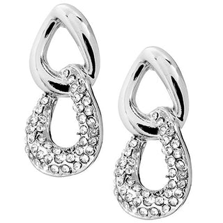 6 Pair Silver Plated Hoop Earring Set With Stone Accents