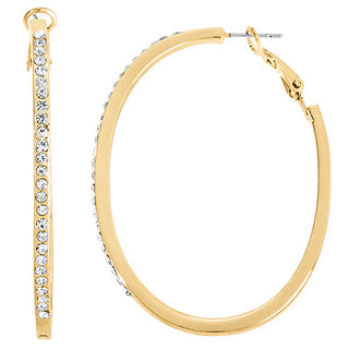 6 Pair Gold Plated Hoop Earring Set With Stone Accents