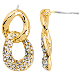 6 Pair Gold Plated Hoop Earring Set With Stone Accents