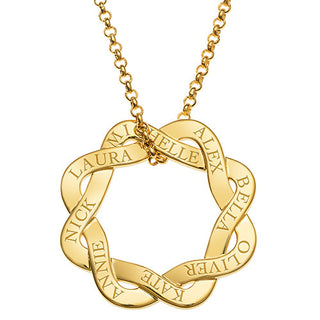 Interlocking Circles Engraved Names Necklace