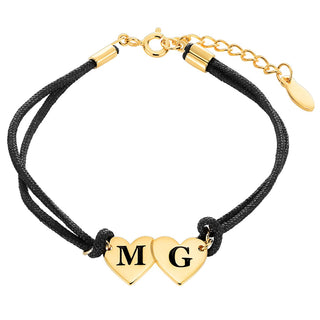 Engraved Initials Double Heart Bracelet