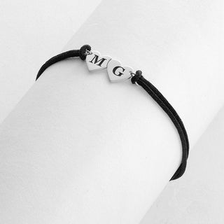 Engraved Initials Double Heart Bracelet