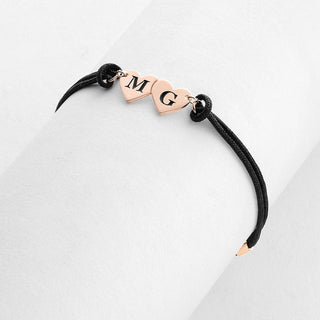 Engraved Initials Double Heart Bracelet