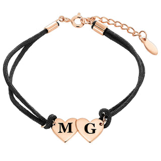Engraved Initials Double Heart Bracelet