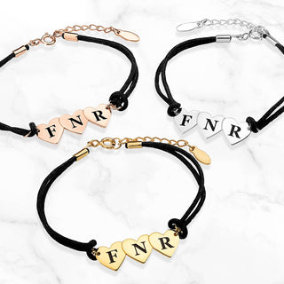 Engraved Initials Heart Bracelet - 3 Initials