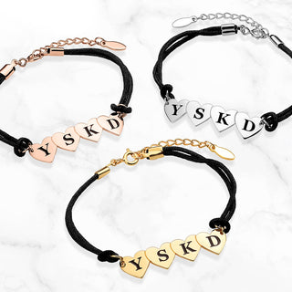 Engraved Initials Heart Bracelet - 4 Initials