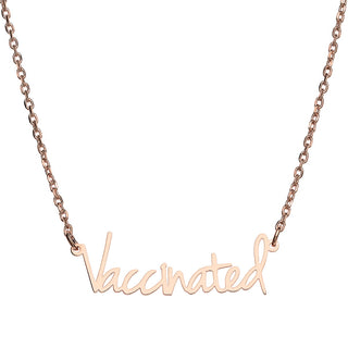 Stainless Steel Petite Fancy Script Vaccinated Necklace