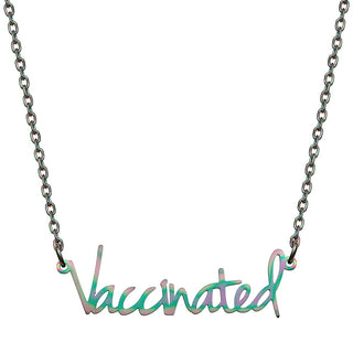 Stainless Steel Petite Fancy Script Vaccinated Necklace