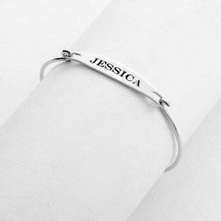 Personalized Engraved Name ID Bangle Bracelet