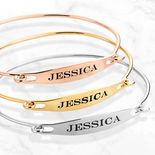 Personalized Engraved Name ID Bangle Bracelet