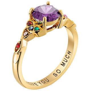 14K Gold Plated Birthstone Ring with Trinity Knot