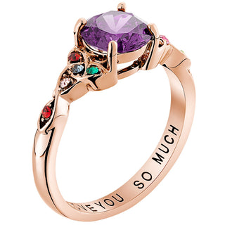 14K Rose Gold Plated Birthstone Ring with Trinity Knot