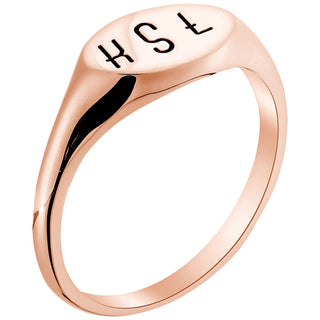 14K Rose Gold Plated Engraved Signet Ring