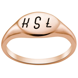 14K Rose Gold Plated Engraved Signet Ring