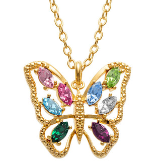 Birthstone Butterfly with Vintage Detail Necklace