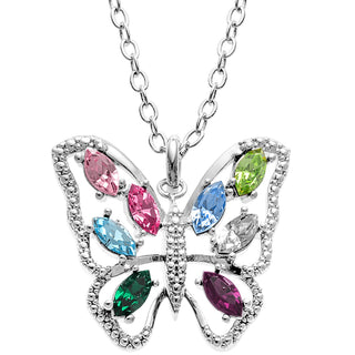 Birthstone Butterfly with Vintage Detail Necklace