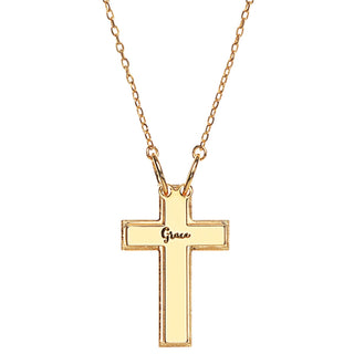 3-D Engraved Cross with Clear Back Necklace