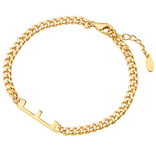 Bold Horizontal Initial Curb Chain Bracelet