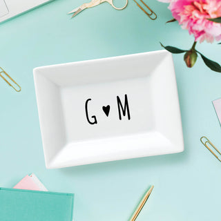 Couples Initials Personalized Square Trinket Dish