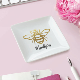 Queen Bee Personalized Square Trinket Dish