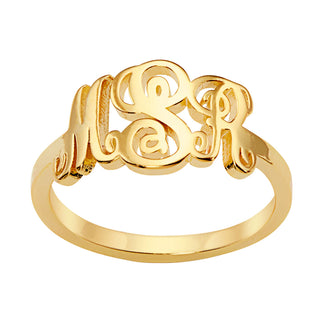 14K Gold Plated Petite Monogram Ring