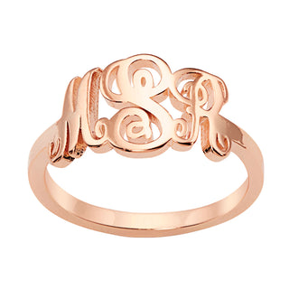 14K Rose Gold Plated Petite Monogram Ring