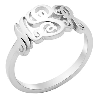 Sterling Silver Petite Monogram Ring