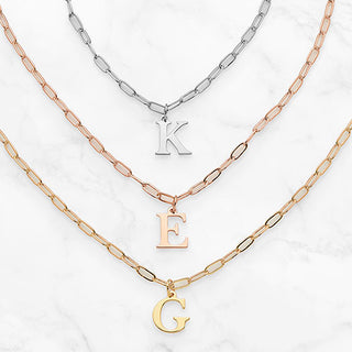 Dainty Initial Paperclip Chain Necklace