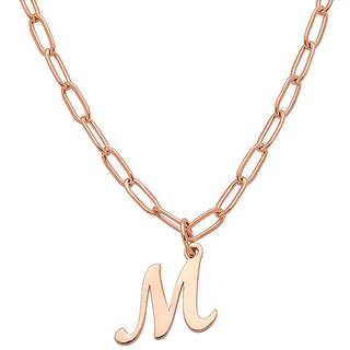 Dainty Script Initial Paperclip Chain Necklace