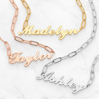 Script Name Paperclip Chain Necklace