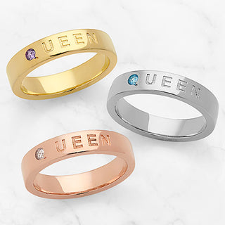QUEEN 14K Rose Gold Plated Birthstone Empowerment Ring