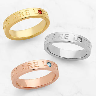 YOU ARE LOVED 14K Rose Gold Plated Birthstone Empowerment Ring