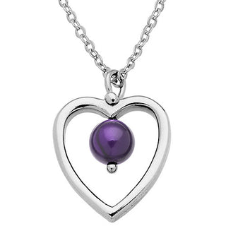 Sterling Silver Open Heart with Birth Month Pearl Necklace