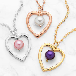 Open Heart with Birth Month Pearl Necklace