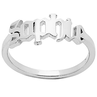 Silver Plated New Old English Cutout Name Ring