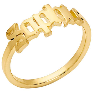 14K Gold Plated New Old English Cutout Name Ring