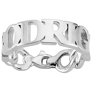Silver Plated Frozen Chain Name Ring