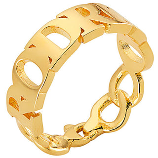 14K Gold Plated Frozen Chain Name Ring