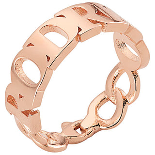 14K Rose Gold Plated Frozen Chain Name Ring