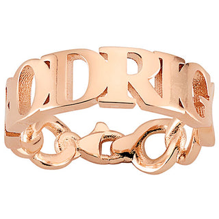 14K Rose Gold Plated Frozen Chain Name Ring